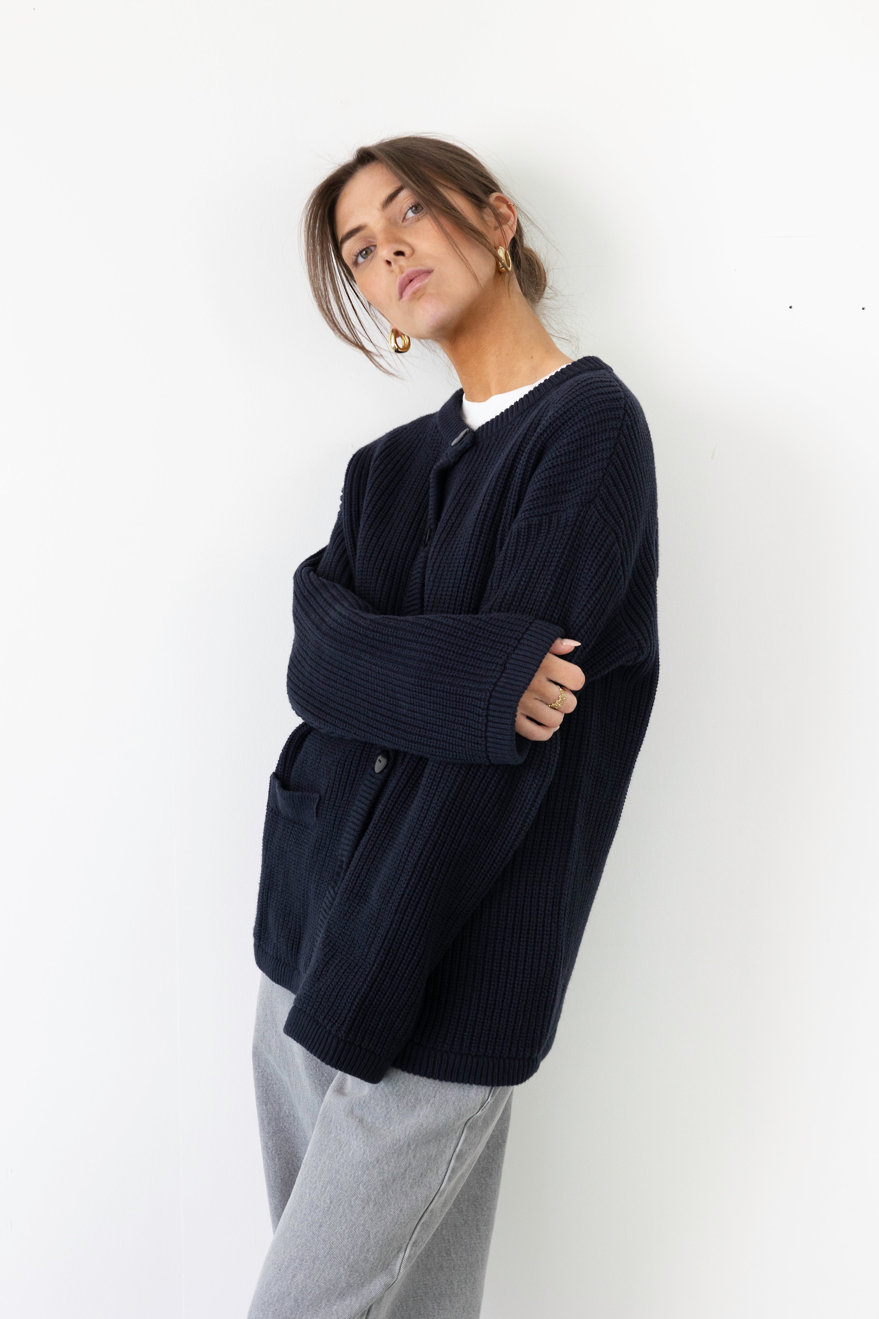 Bellini cardigan - Navy with ecru coucou letters