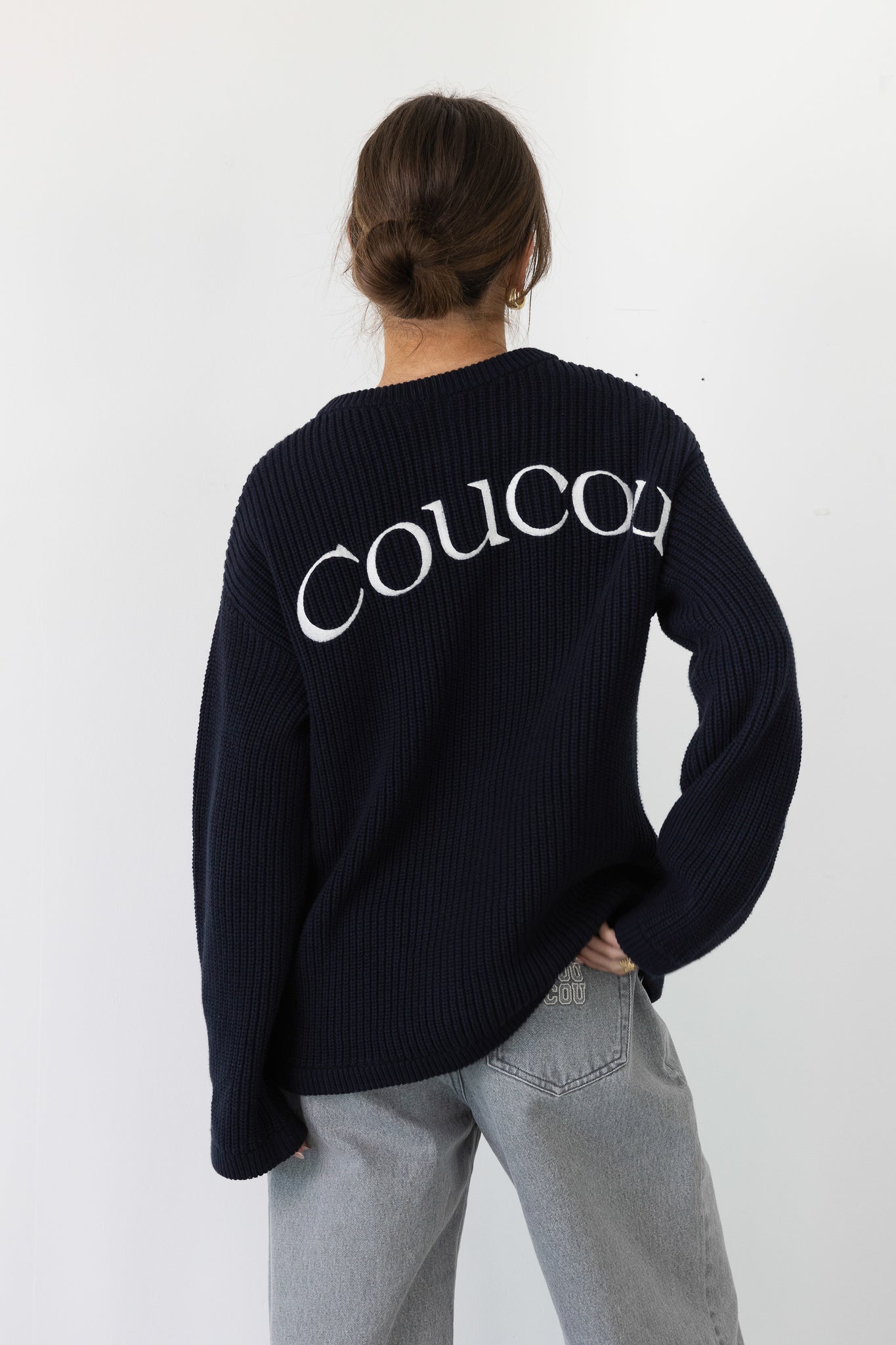 Bellini cardigan - Navy with ecru coucou letters