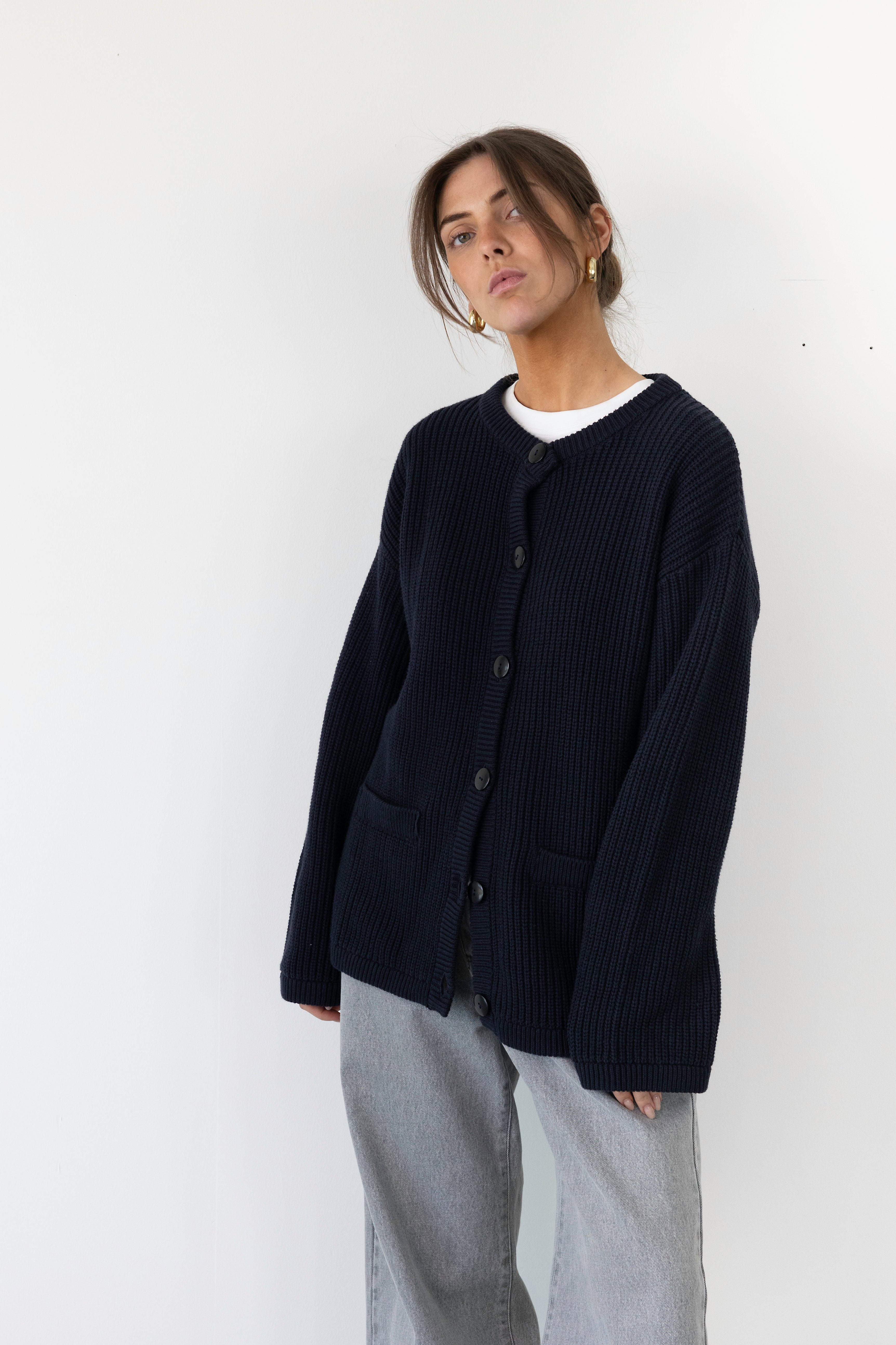 Bellini cardigan - Navy with ecru coucou letters