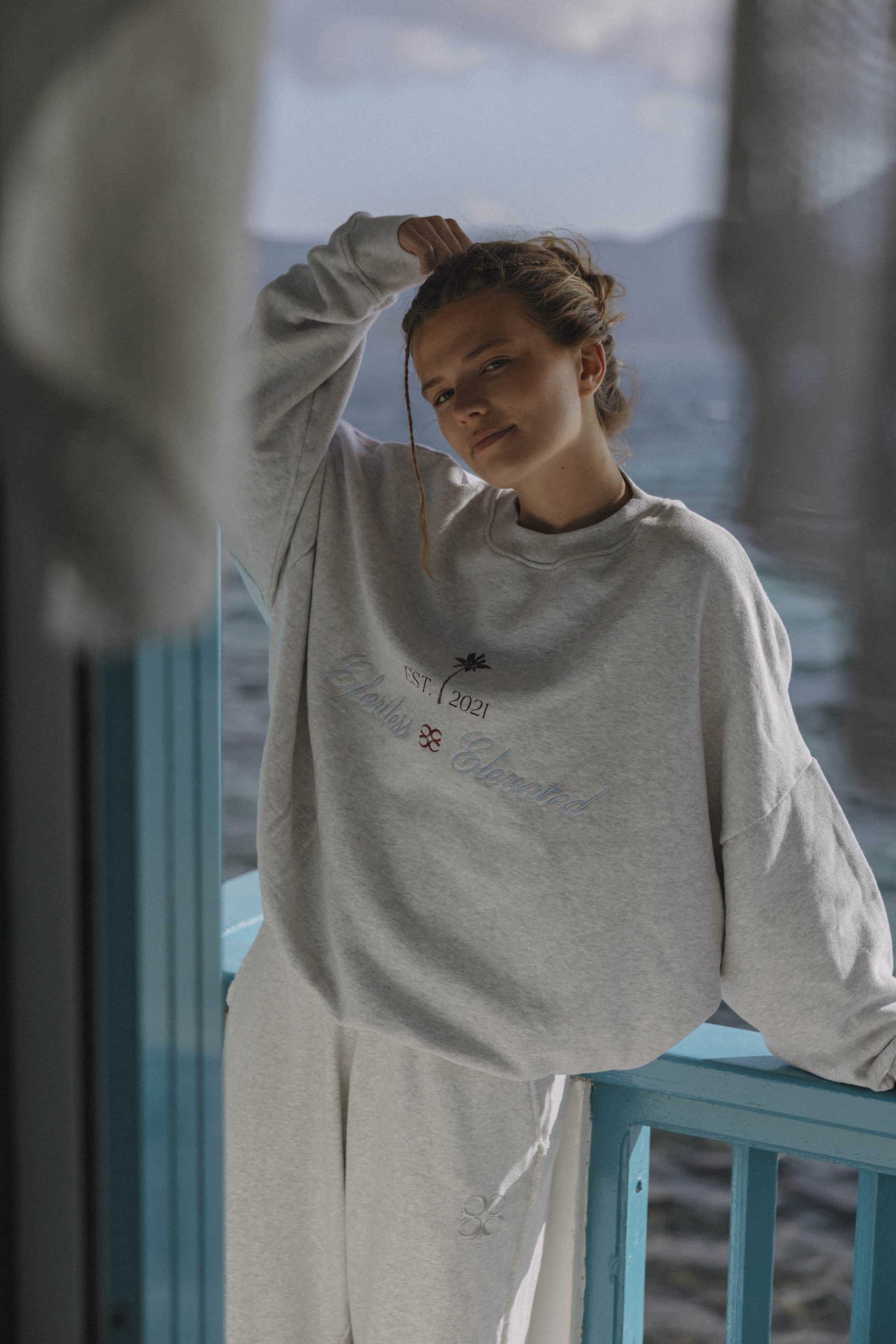 Coucou One size Joseph sweater - Light grey with palmtree design