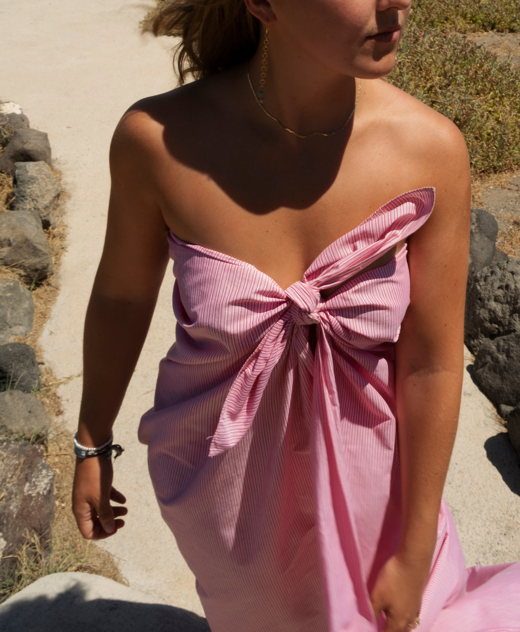 Moon pareo - Red stripes with white logo