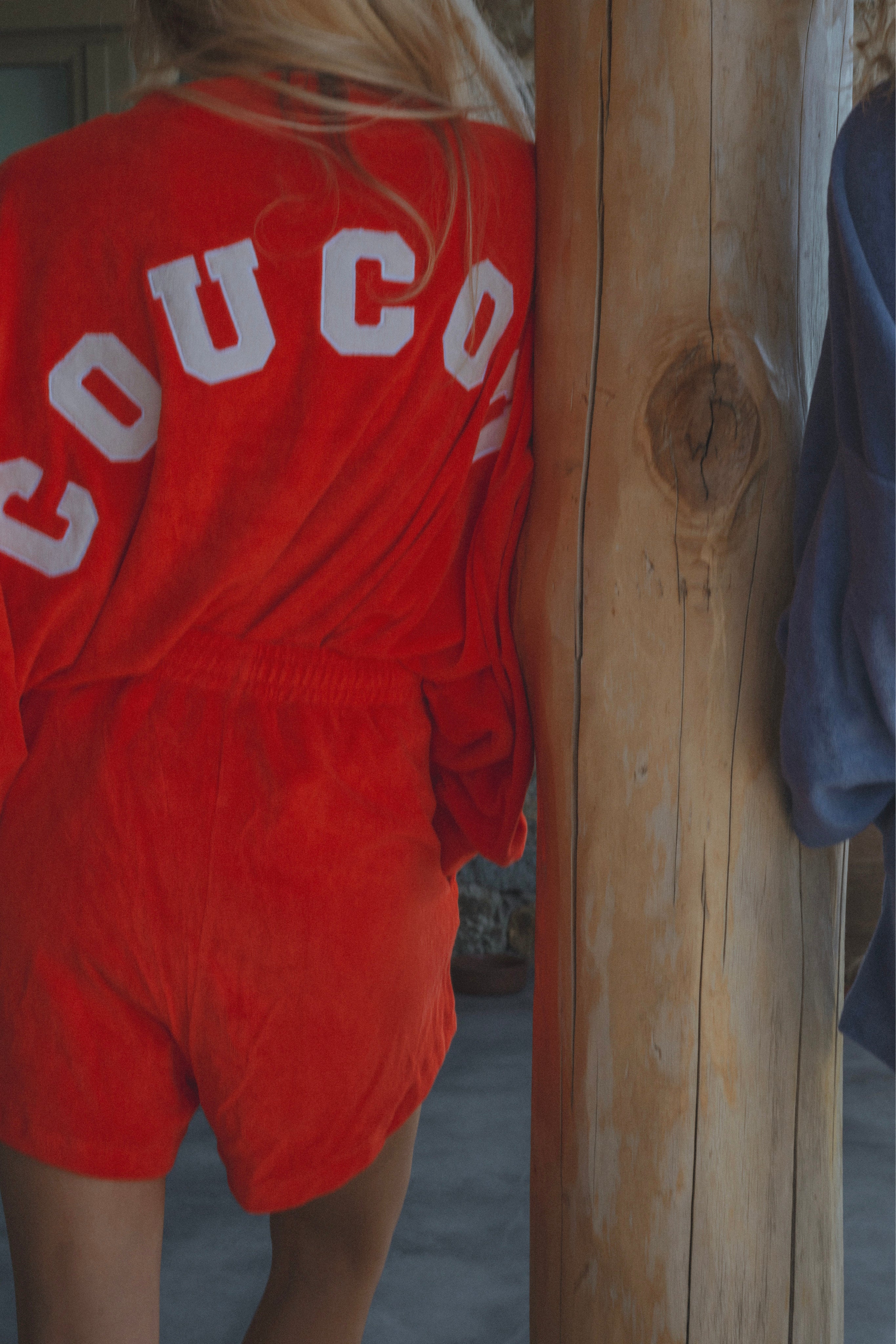 Joseph sweater terry fabric - Red with ecru letters