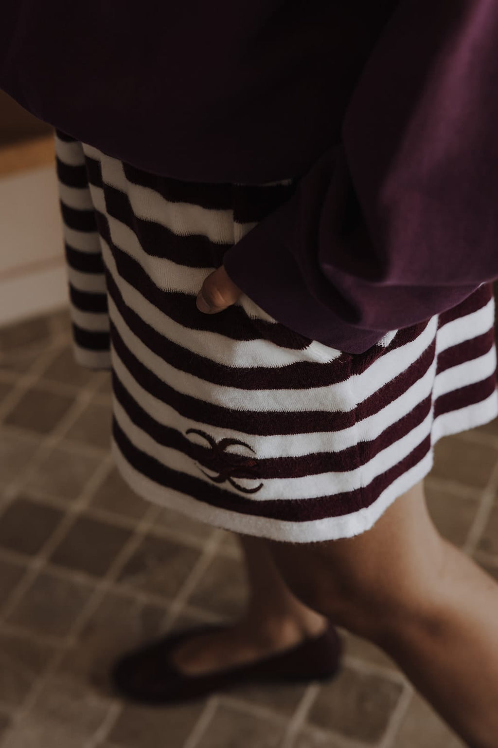 Coucou Jackie short - Aubergine stripes